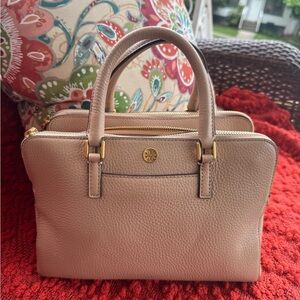 Tory Burch Cream Satchel with Gold Accents